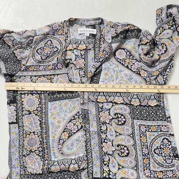 Emma & Michele V-Neck Shift Babydoll Dress Womens Sz XL Scarf Print Long Sleeve - Picture 8 of 11